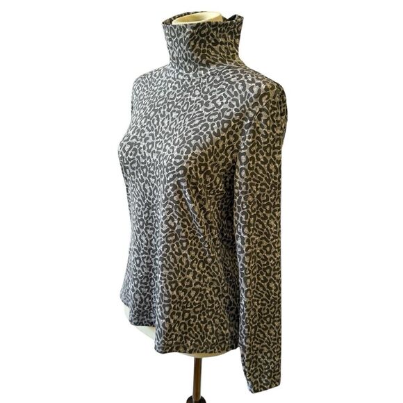 J MCLAUGHLIN NORA TOP TURTLENECK CHEETAH CASUAL CHIC TRANSITIONAL PIECE M - Picture 5 of 12